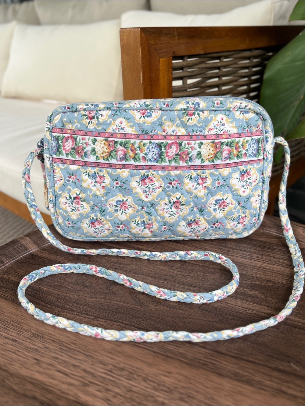 Vera Bradley Blue Quilted Floral Crossbody Bag